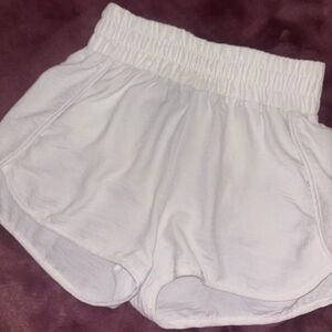 White Elastic Waist Athletics Shorts